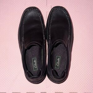 Clarks Black Leather Slip-On Loafers for Men